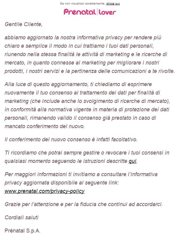 Variazione privacy policy