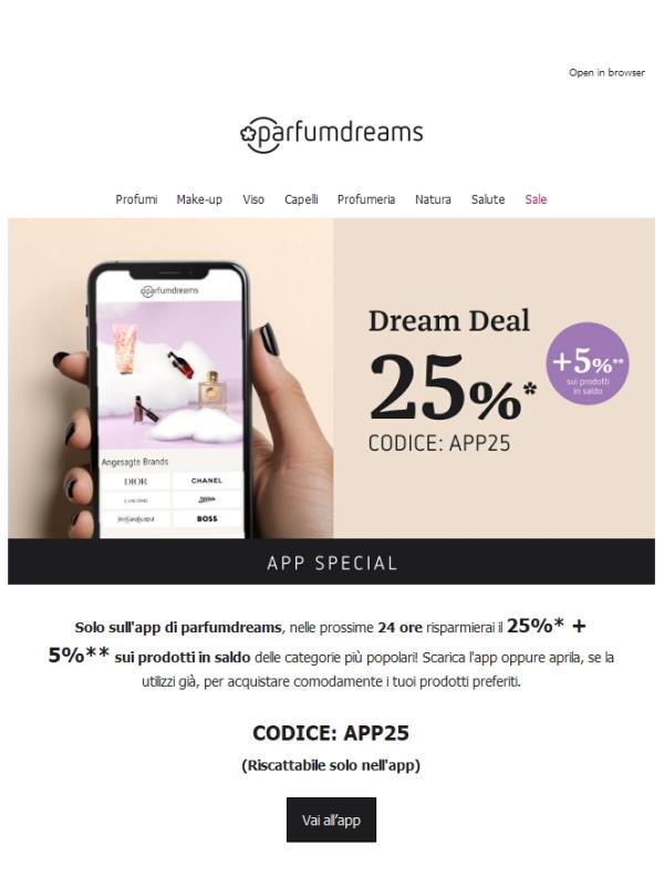 -25% + 5% sui prodotti in saldo 🚨 SOLO nell’app!