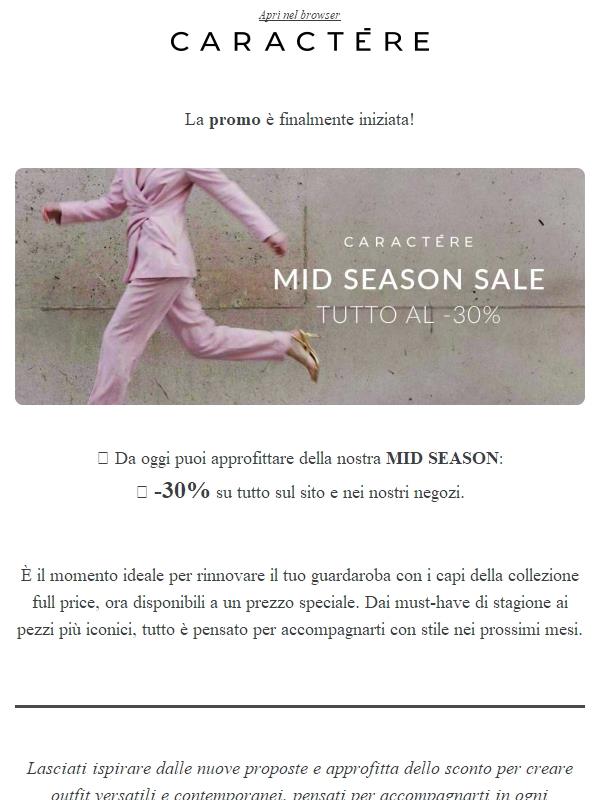 È iniziata: MID SEASON -30% su tutto.