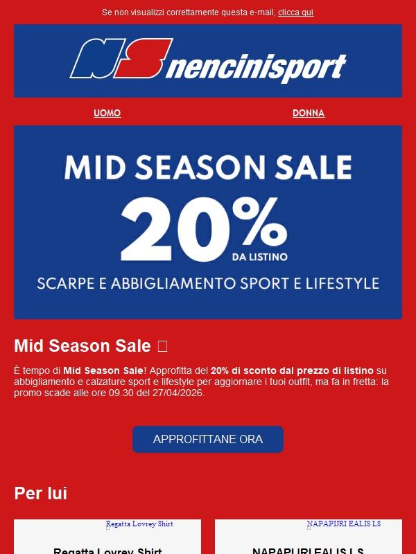 Mid Season Sale | 20% da listino