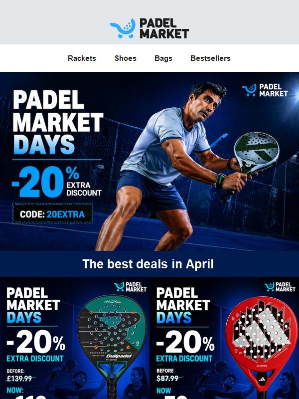 20EXTRA | Padel Market Days: extra 20% off
