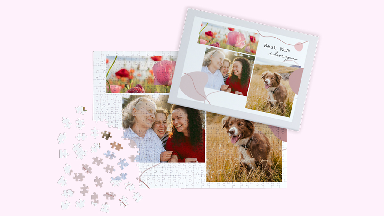 Puzzle personalizzato con foto dimamma e figlia e design e clipart