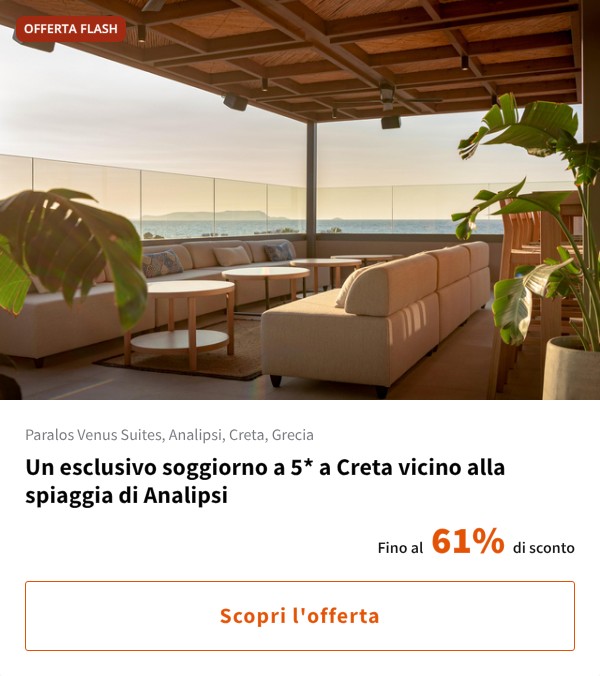 Un esclusivo soggiorno a 5* a Creta vicino alla spiaggia di Analipsi