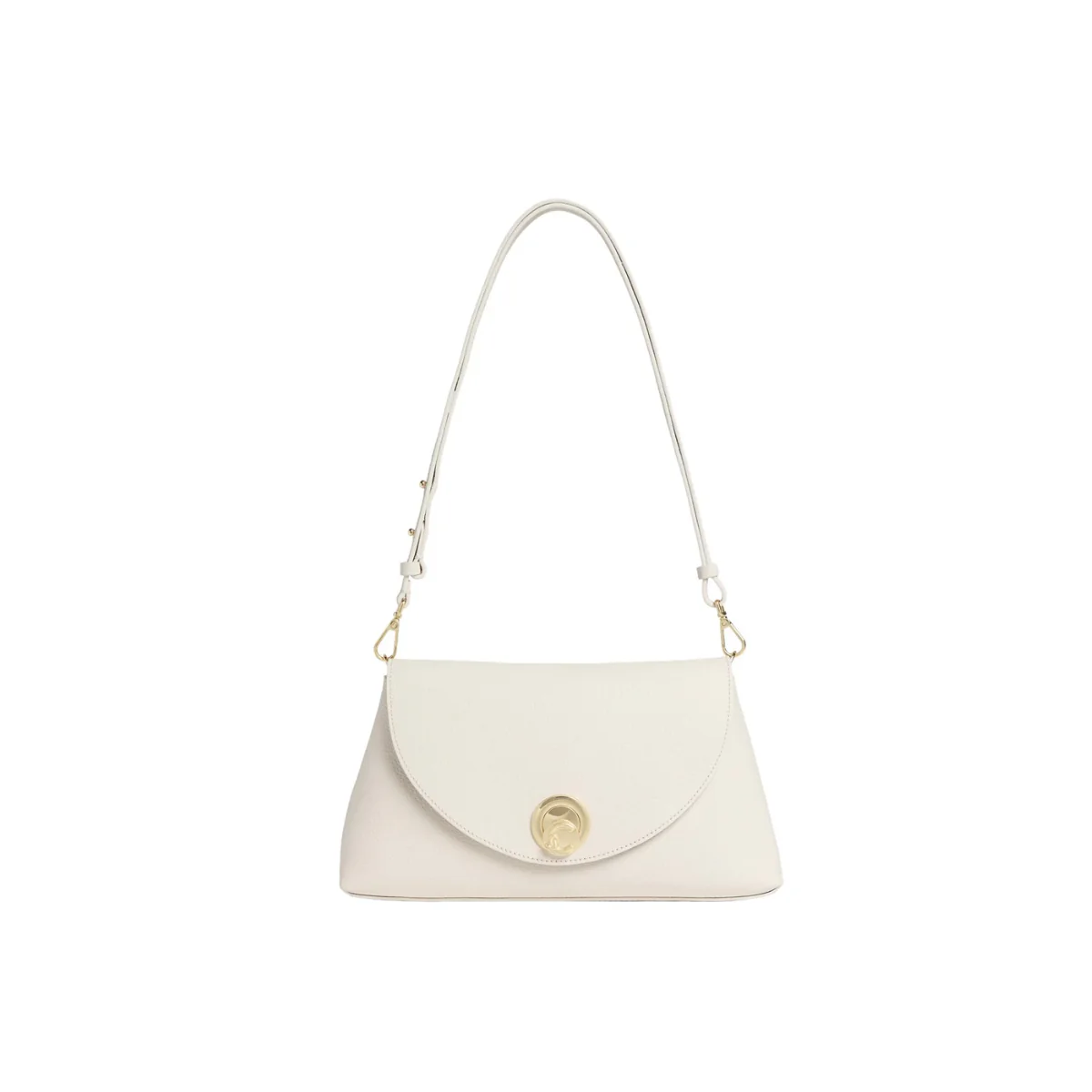 Coccinelle Nikla Medium Borsa in Pelle Pearl/Cognac