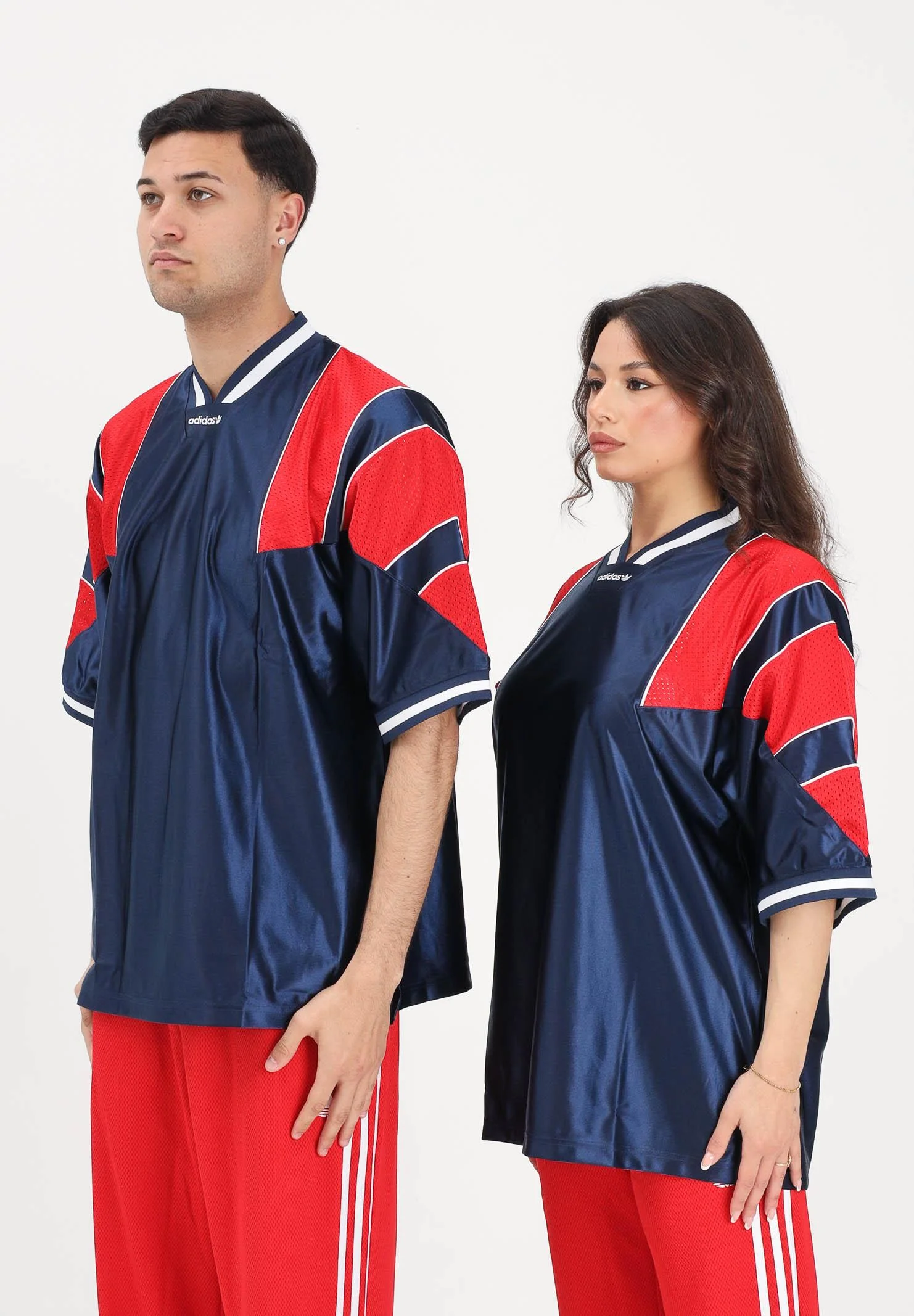Image of ADIDAS ORIGINALS T-shirt a manica corta PANEL JERSEY blu e rossa per uomo e donna