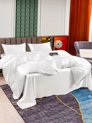 Image of Set in seta da 4 pezzi 25Momme: copripiumino + lenzuolo + 2 federe