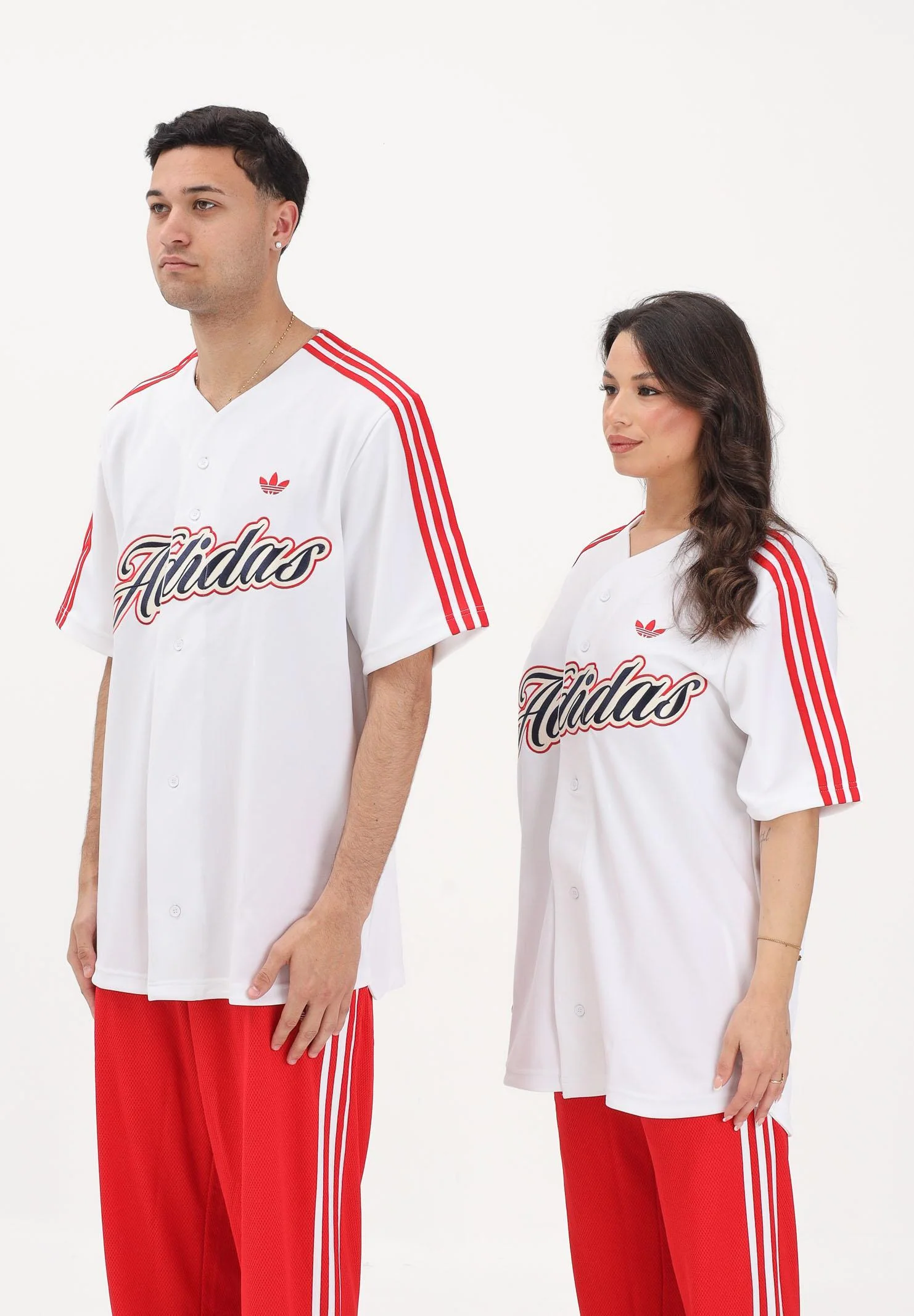 Image of ADIDAS ORIGINALS Camicia a manica corta SUMMER LEAGUE VARSITY BASEBALL bianca per uomo e donna
