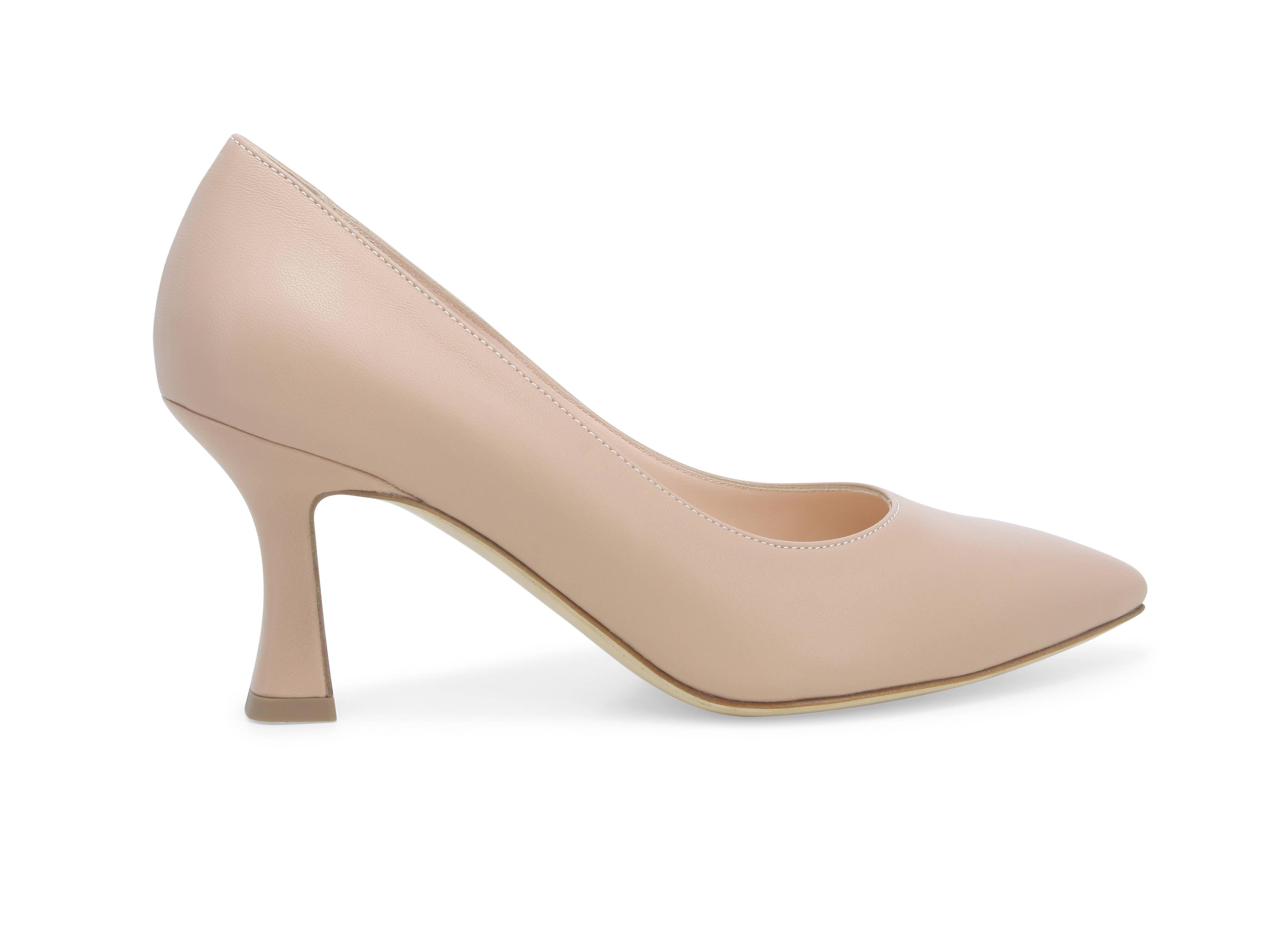 Décolleté a punta in pelle nude cipria con tacco a spillo comodo d160q