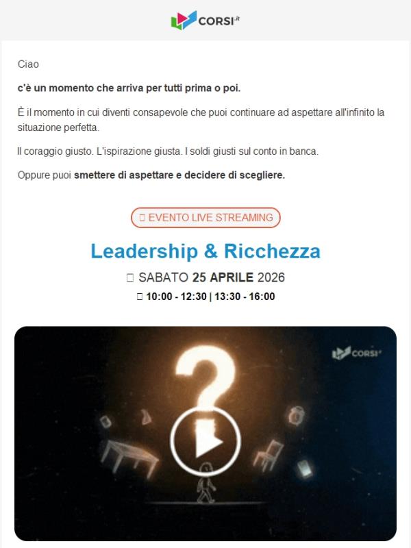📣Ultima chiamata! Evento Leadership e Ricchezza