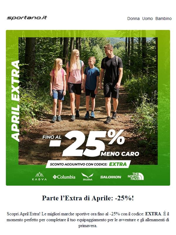 Offerte di primavera sui bestseller sportivi! Fino al 25% di sconto!