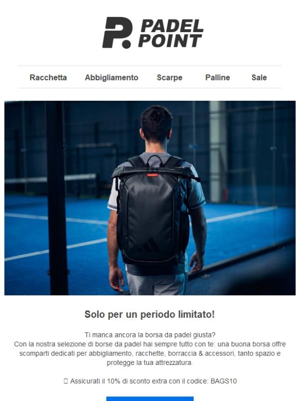 💙 10% di sconto extra sulle borse da padel