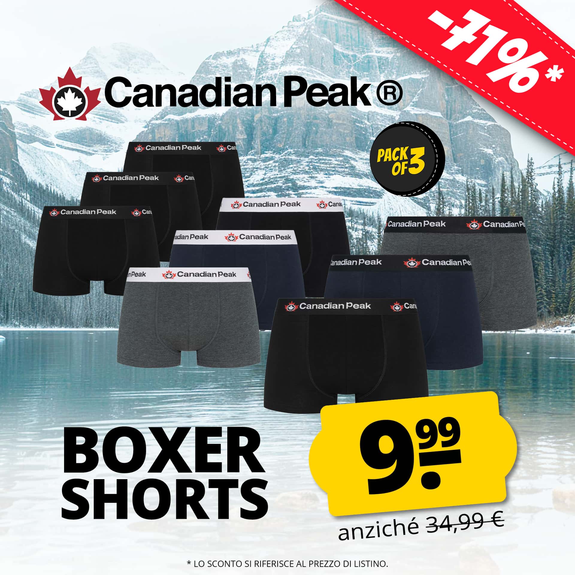 canadian peak uomo boxer set da 3