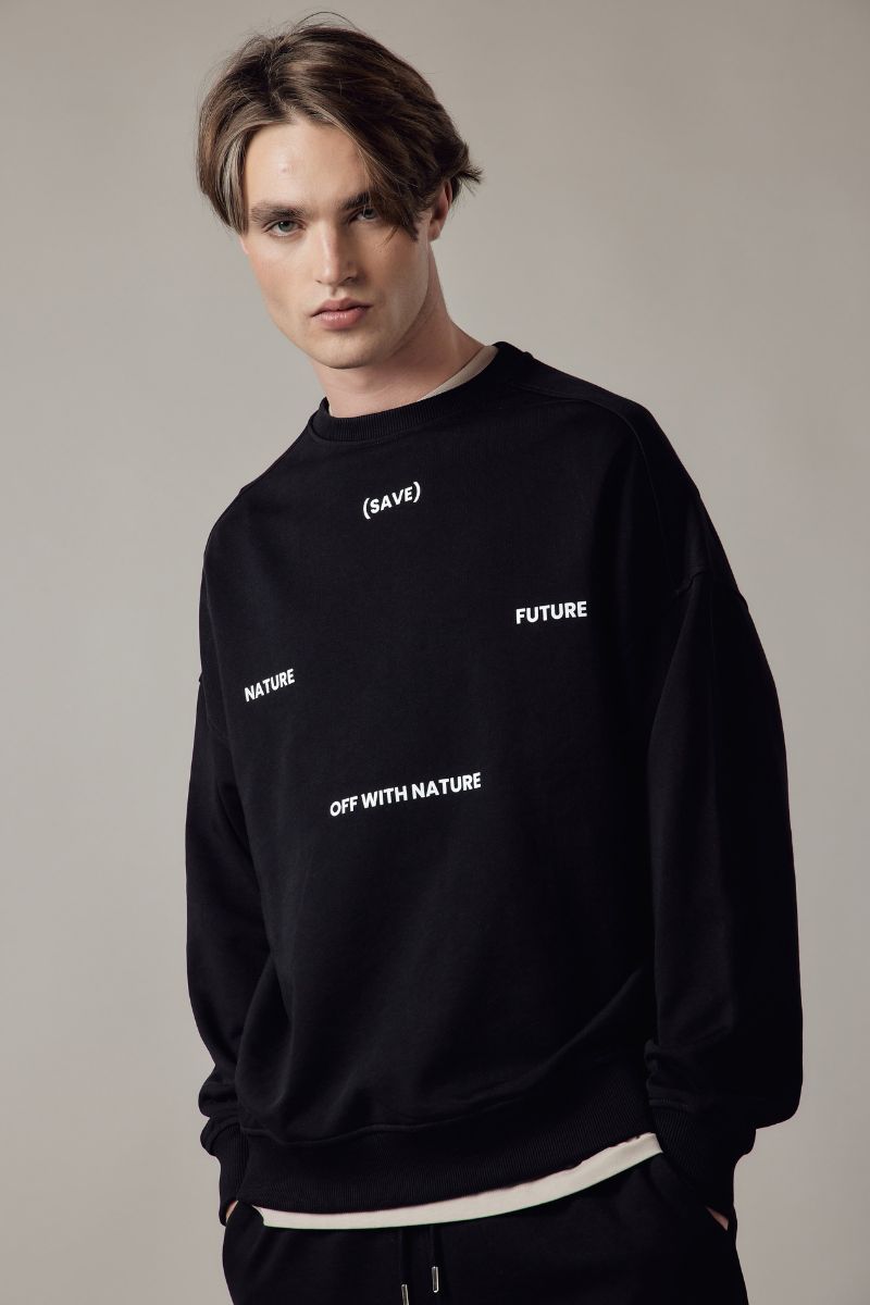 Felpa Girocollo Loose Fit Black