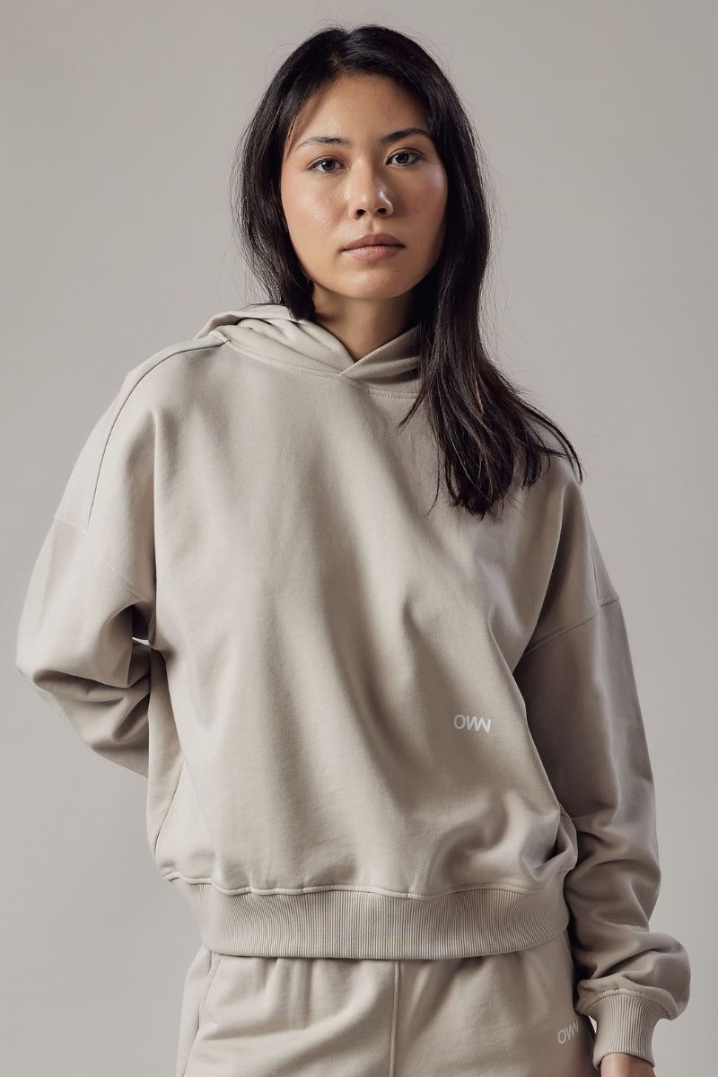 Felpa con Cappuccio Loose Fit Beige