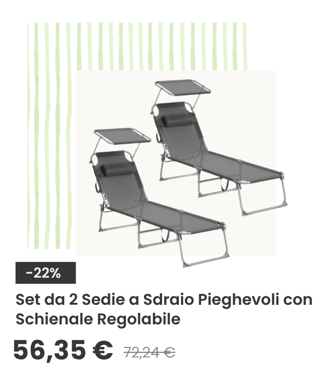 Set da 2 Sedie a Sdraio Pieghevoli con Schienale Regolabile Grigio