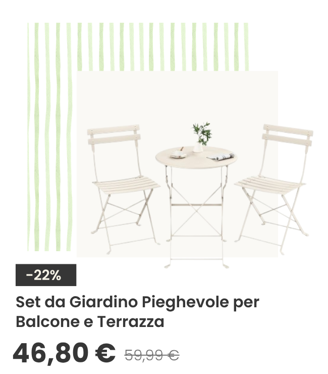 Set da Giardino Pieghevole per Balcone e Terrazza
