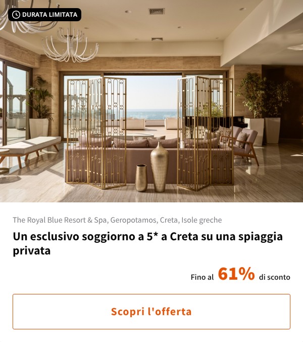 Un esclusivo soggiorno a 5* a Creta su una spiaggia privata