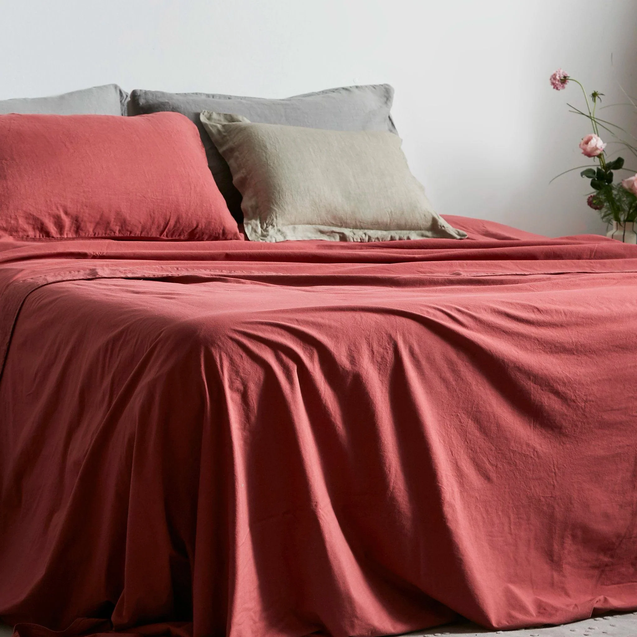 Image of Completo Lenzuola Cotone e <br>Lino StoneWashed No Stiro - <b>Loira