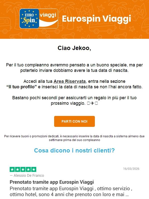 Inserisci la data di nascita e ricevi un regalo per il tuo compleanno 🎉