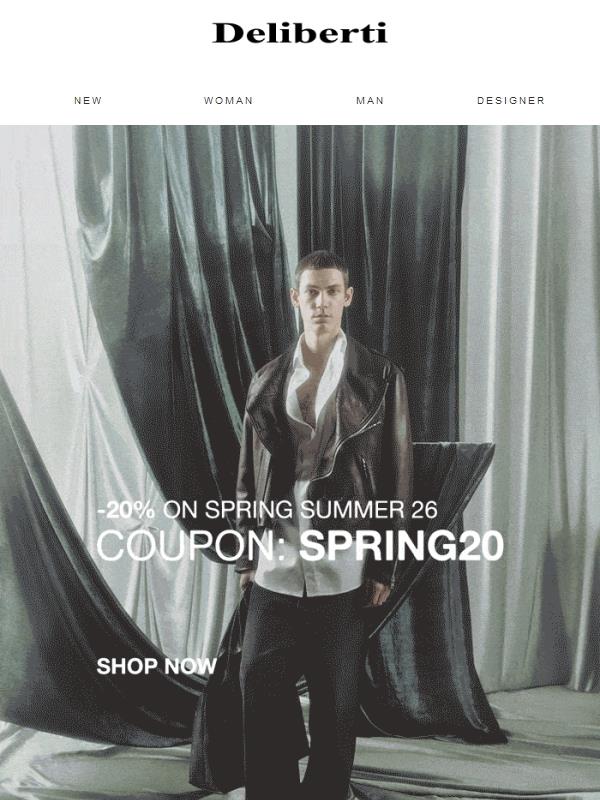 Coupon: SPRING20 / -20% sulla collezione SS26