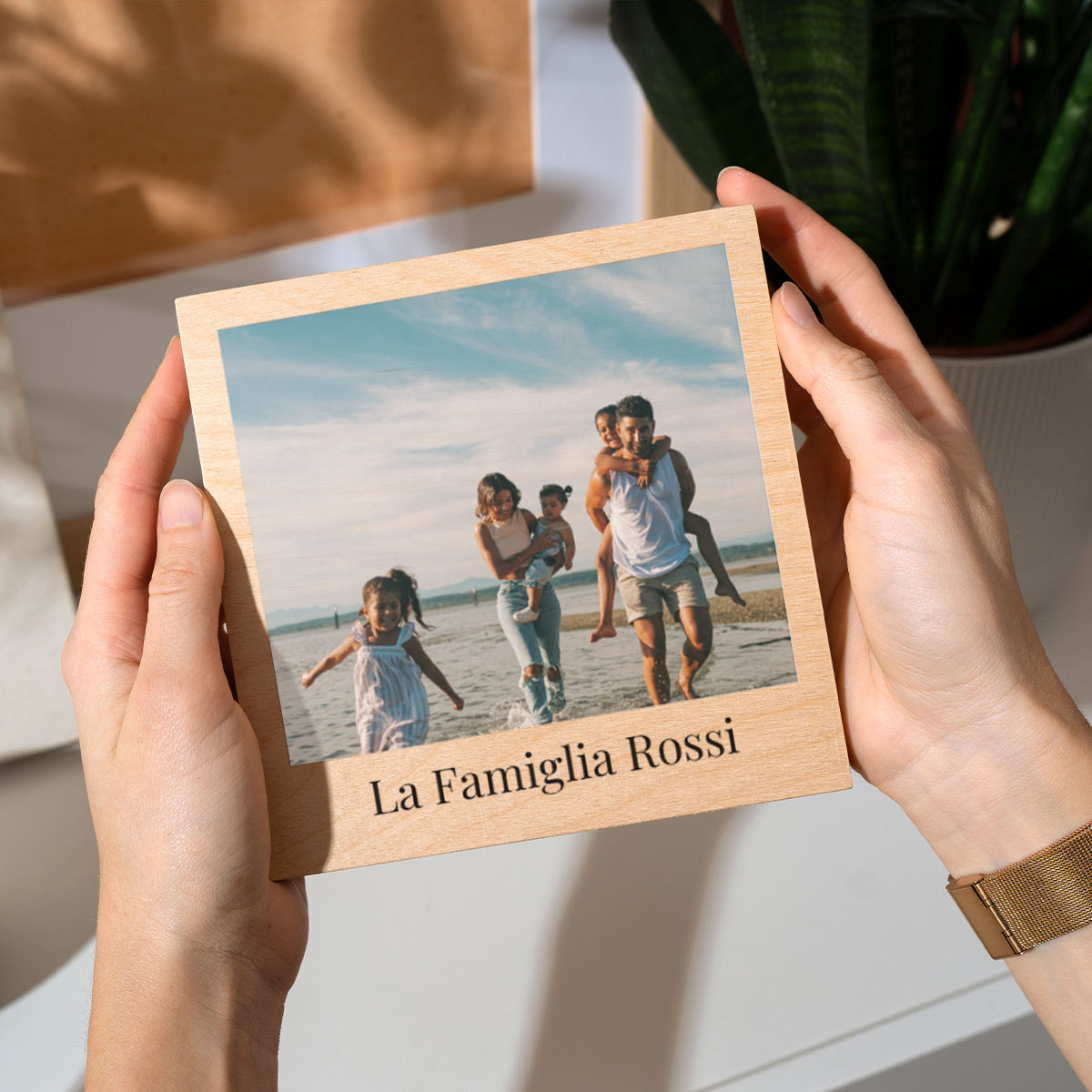 Image of Stampa su Legno Quadrato con Foto e Testo