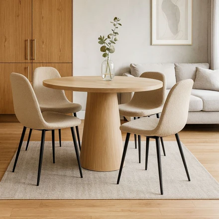 Set 4 Sedia Sala da Pranzo Imbottita Bouclé Design Moderno Impilabile