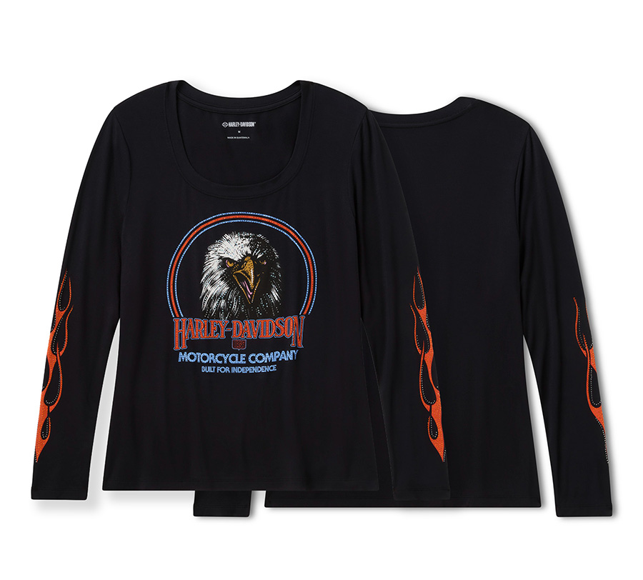 MAGLIETTA A MANICHE LUNGHE CON AQUILA BLING FLAMING IRON