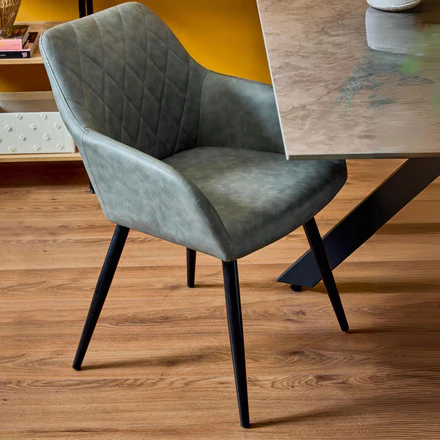 Set 4 Sedie Sala da Pranzo o Soggiorno con Braccioli Poltrona con Seduta in PU