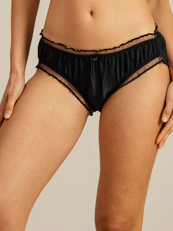 Image of Slip Comfort In Pura Seta Con Balze E Bordo Trasparente