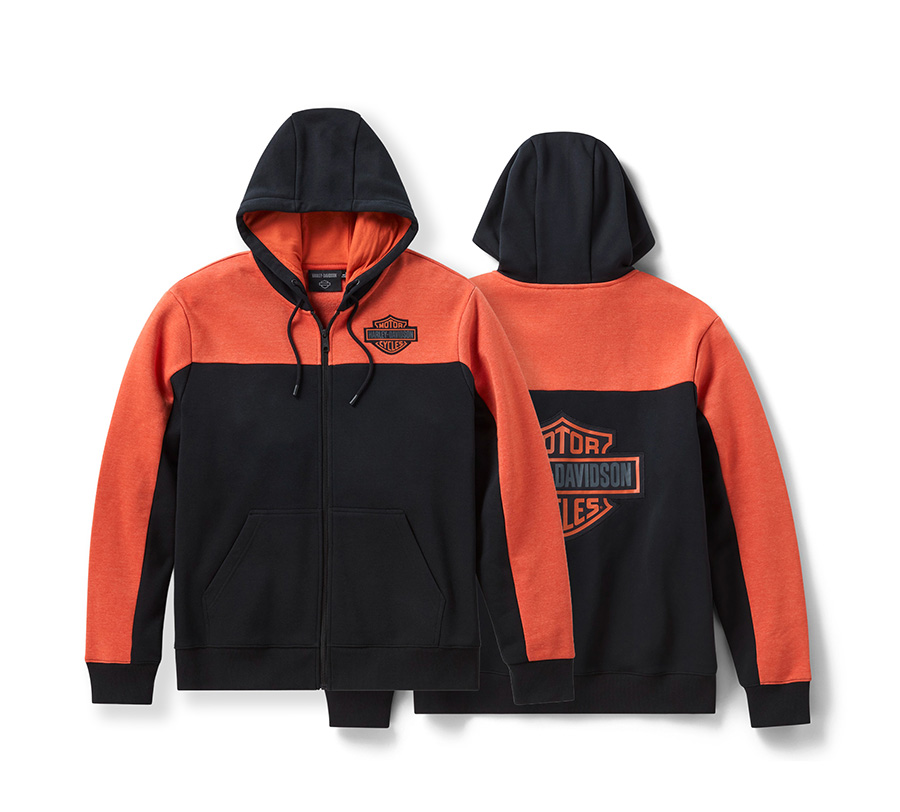 FELPA CON CAPPUCCIO E ZIP INTEGRALE COLOR-BLOCK H-D<sup>&reg;</sup> ESSENTIAL DA UOMO