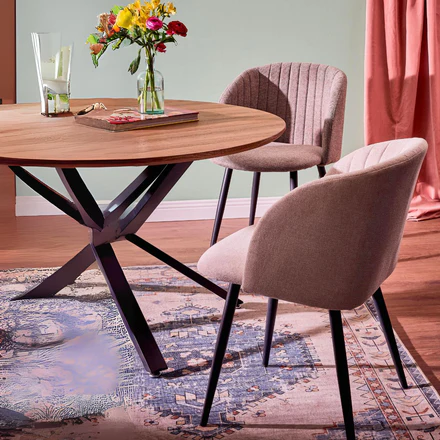 Set 2 Sedie Sala da Pranzo o Soggiorno Poltrona con Schienale in Tessuto