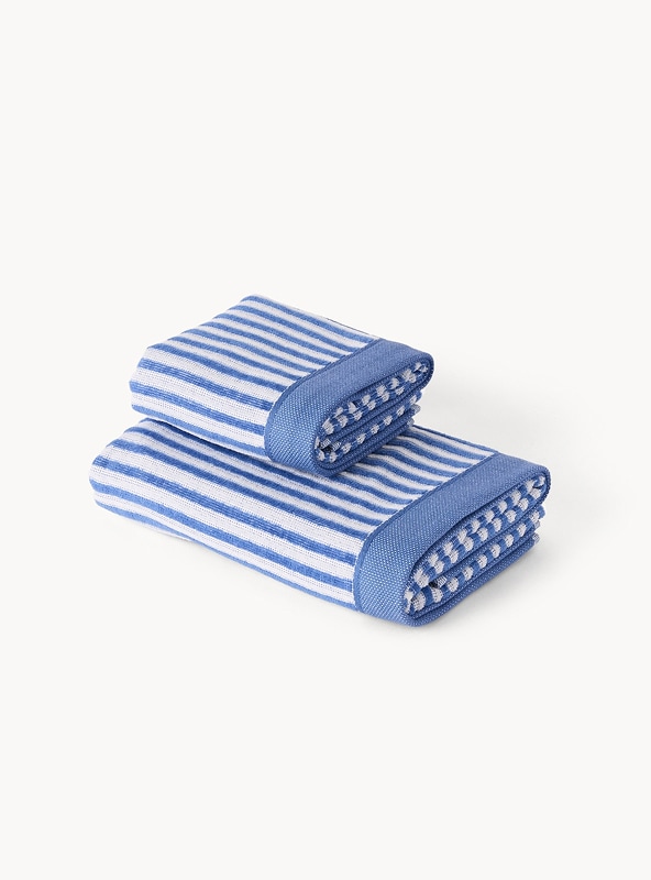 Asciugamano tinto filo in cotone velour a righe