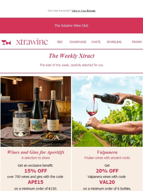 LAST 24 HOURS | 15% off wines and gins for aperitifs