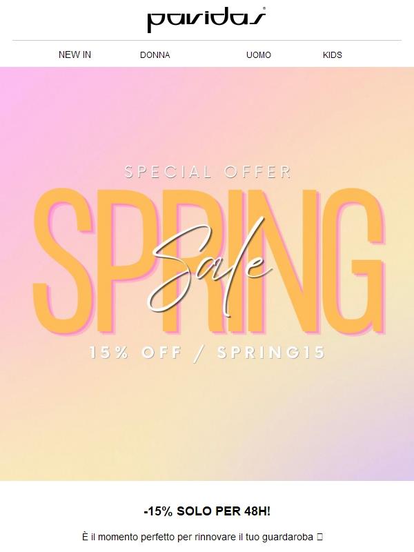 Sconto del 15% solo per 48 ore! ⏳