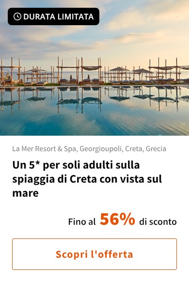 Un 5* per soli adulti sulla spiaggia di Creta con vista sul mare