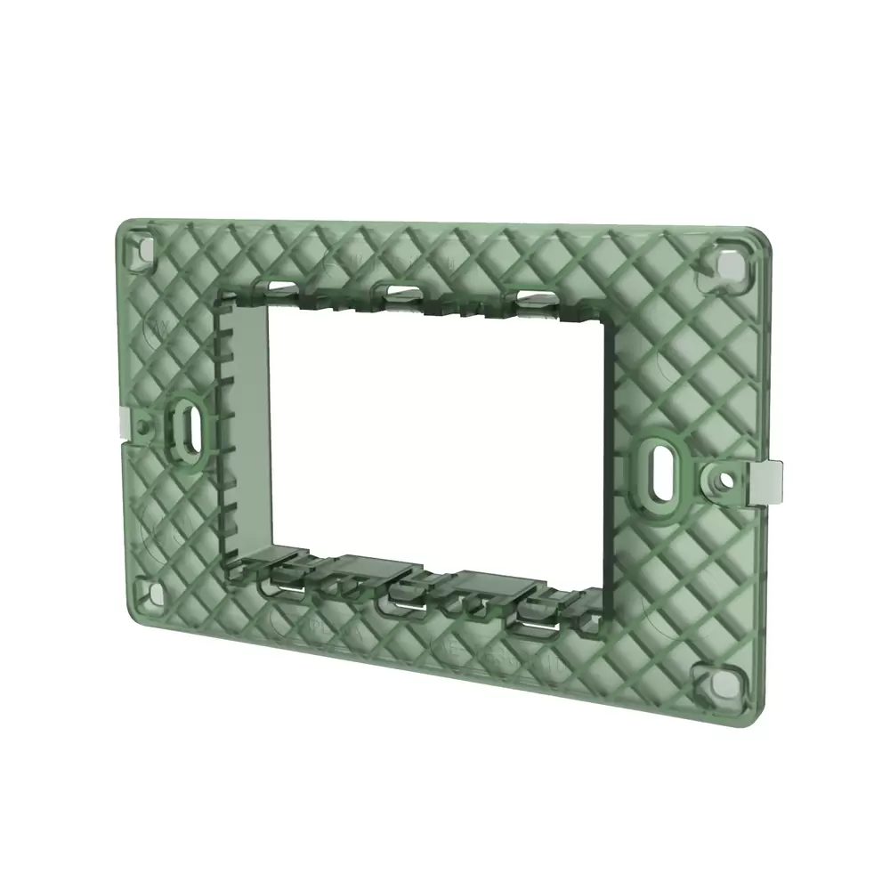 Supporto portafrutti 3 moduli 503 in plastica trasparente verde compatibile anche con Vimar Plana