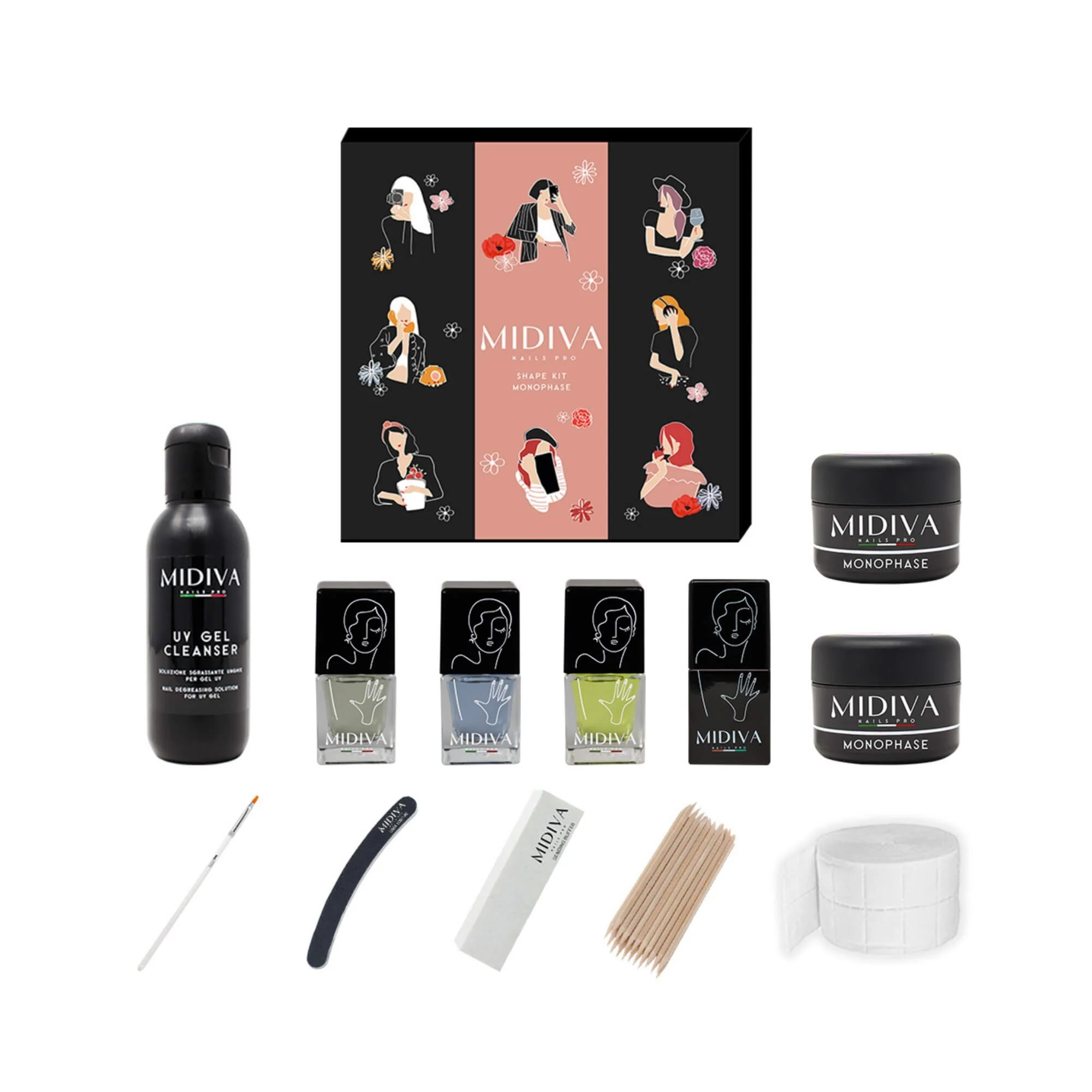 Image of MIDIVA® Nails Pro kit Monophase, Set Completo Ricostruzione Unghie "Shape"+ Accessori, Made in Italy