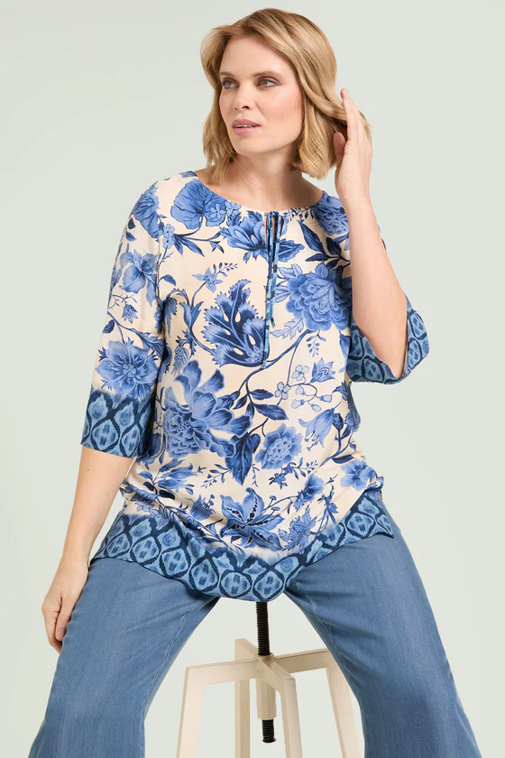 BLUSA CAFTANO IN GIAVANESE STAMPATA