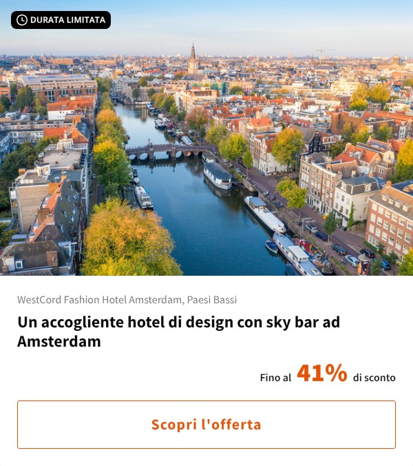 Un accogliente hotel di design con sky bar ad Amsterdam