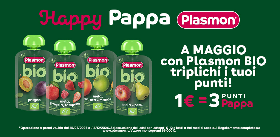 HappyPappa. A maggio con plsmon bio triplichi i tuoi punti!