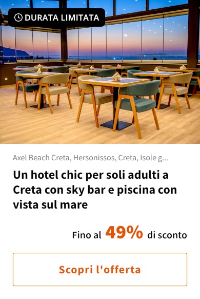 Un hotel chic per soli adulti a Creta con sky bar e piscina con vista sul mare