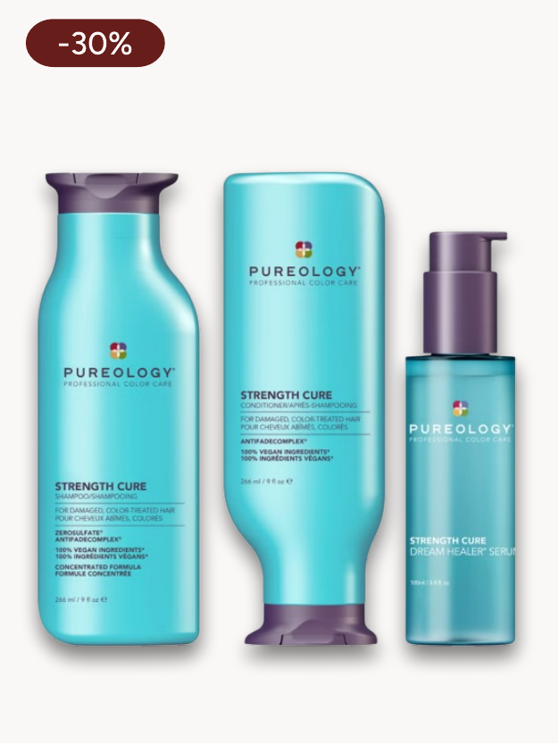 Pureology Strength Cure Shampoo & Conditioner 266ml With Strength Cure Serum 100ml