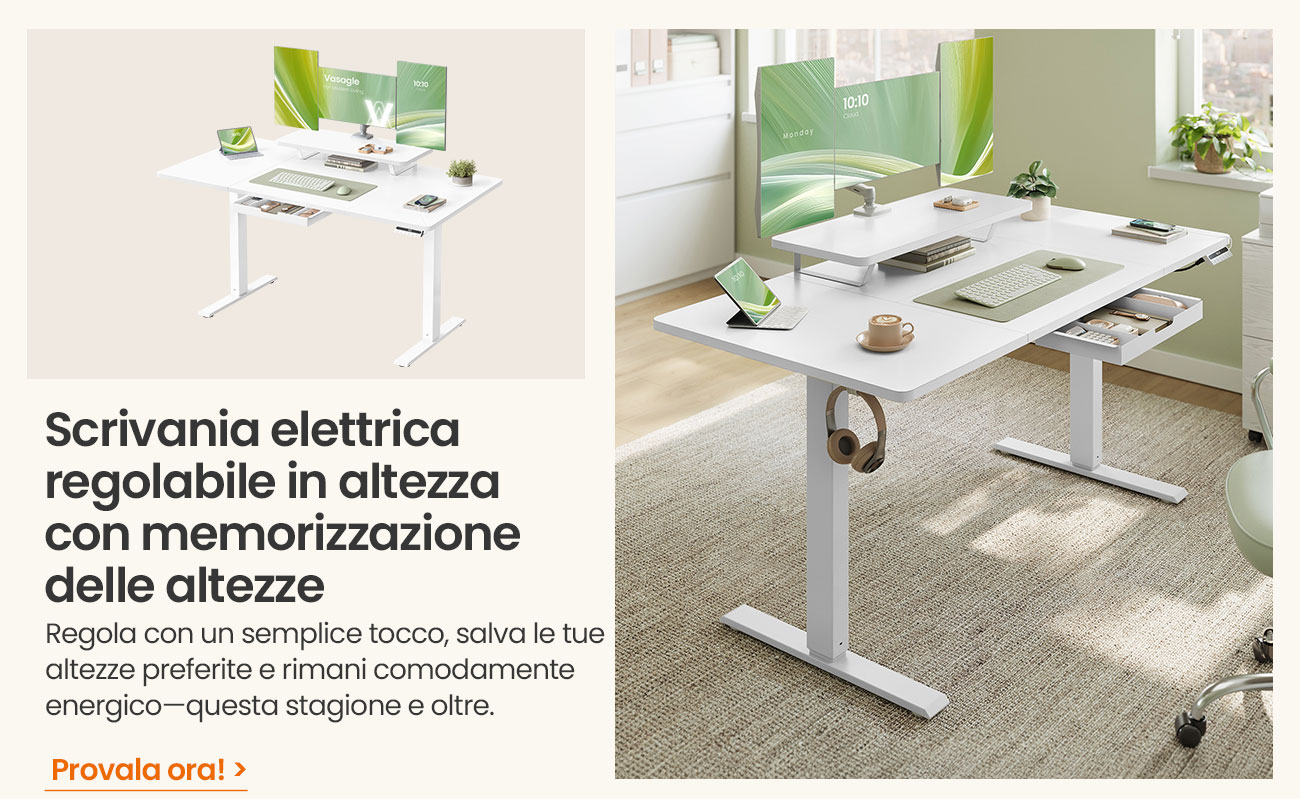 Scrivania elettrica regolabile in altezza   con memorizzazione delle altezze