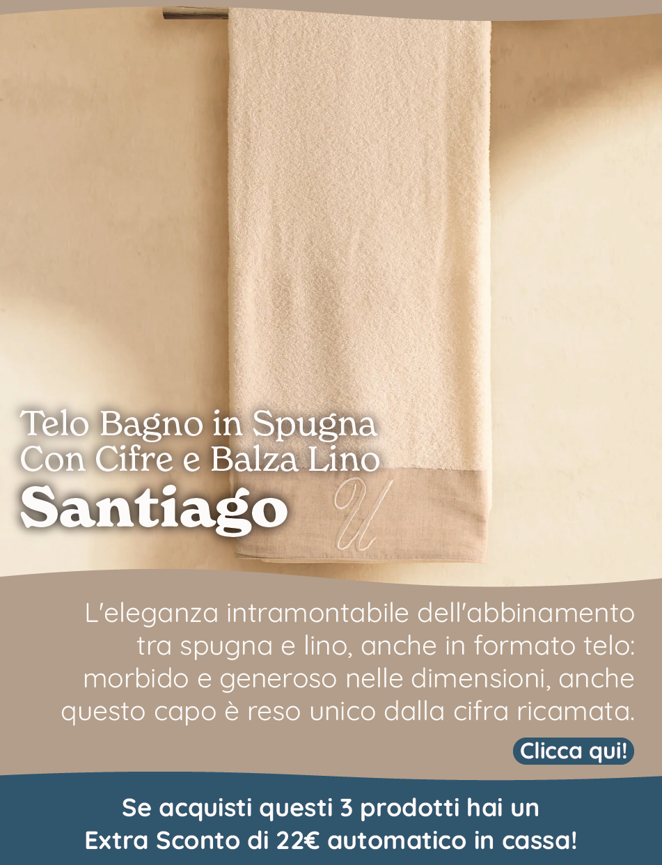 Telo Bagno in Spugna Con Cifre e Balza Lino - Santiago