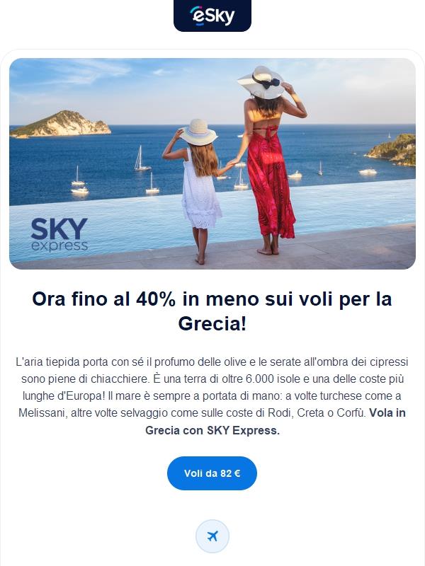 Fino al 40% di SCONTO sui voli SKY Express! 🤑