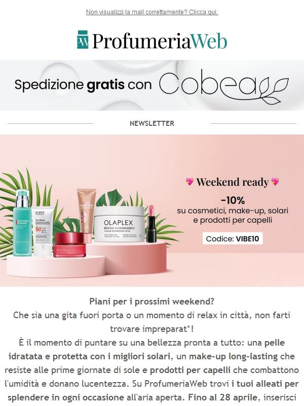 ☀️ Ultima occasione: -10% su cosmetici, make-up, solari e prodotti per capelli