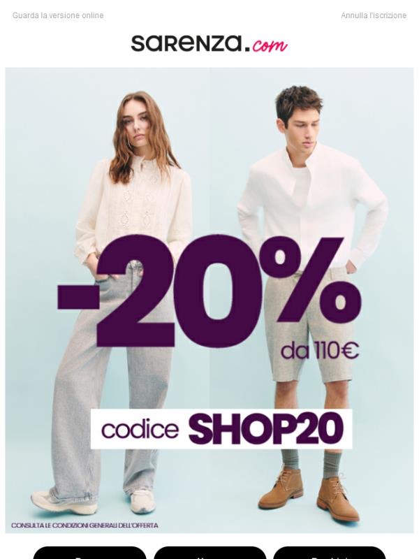 Codice SHOP20: fine imminente ⏳