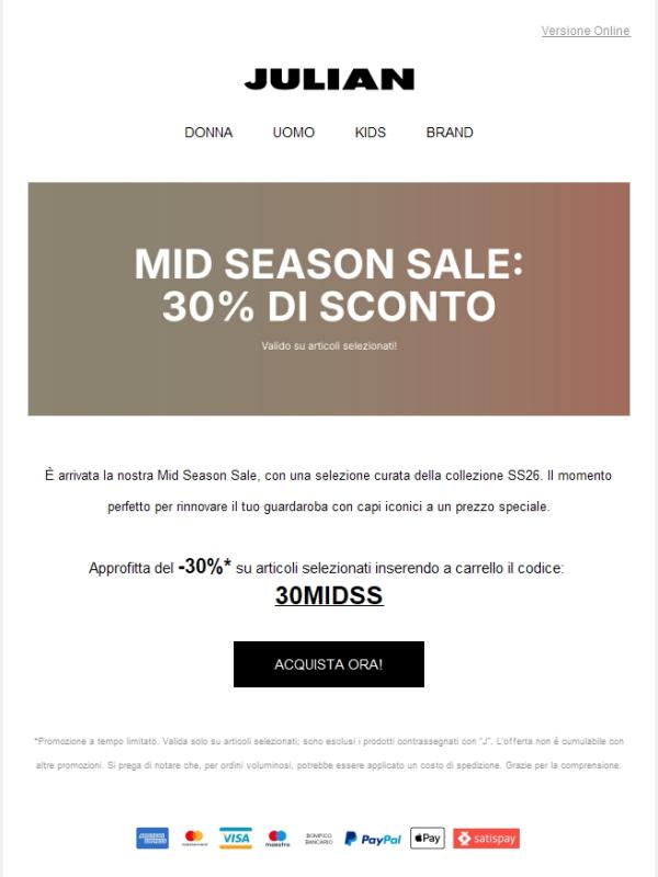 MID SEASON SALE | -30% sulla selezione SS26