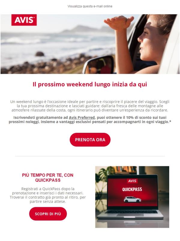 Un weekend lungo da vivere, con Avis