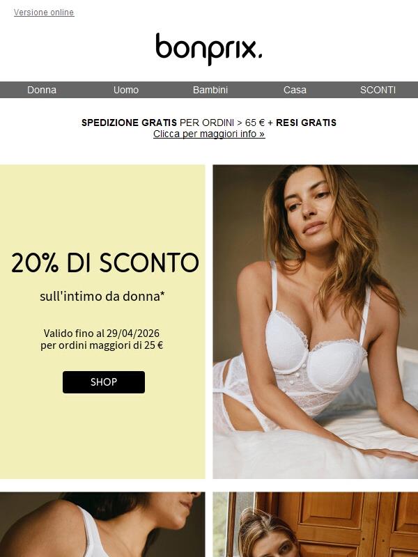 Approfitta del 20% di sconto: trova la tua lingerie preferita 💗